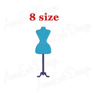 May include: A blue and purple sewing mannequin on a stand. 8 size.