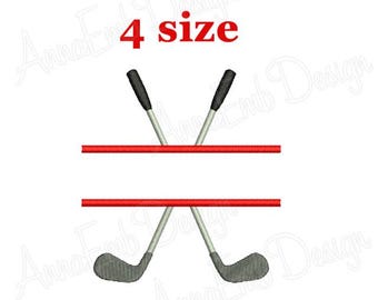 Split Golf embroidery design. Golf Club design. Golf Embroidery Design. Machine embroidery. Frame embroidery. Monogram Golf Design.