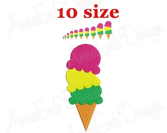 Ice Cream Cone Embroidery Design (Instant Download)