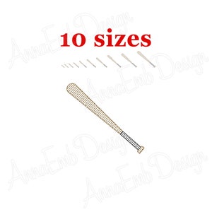 Baseball Sketch Embroidery Design. Mini Baseball Bat. Baseball Bat Embroidery Design. Machine embroidery design. Sport embroidery.