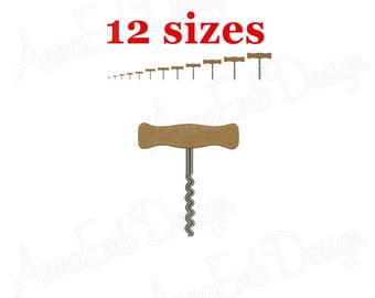 Corkscrew Embroidery Design. Corkscrew silhouette. Machine Embroidery. Corkscrew mini. Fill Stitch Corkscrew