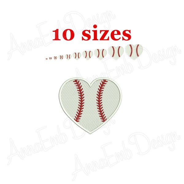 Baseball Heart Embroidery design. Baseball Heart mini Embroidery. Machine Embroidery Design. Baseball Embroidery design.