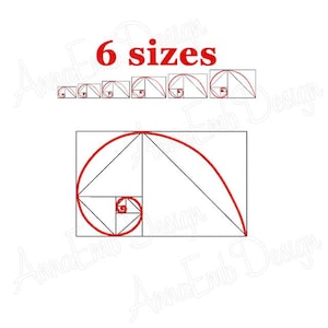 Fibonacci Spiral Embroidery Design. Golden ratio Embroidery Design. Machine Embroidery Design.  Sacred Geometry.