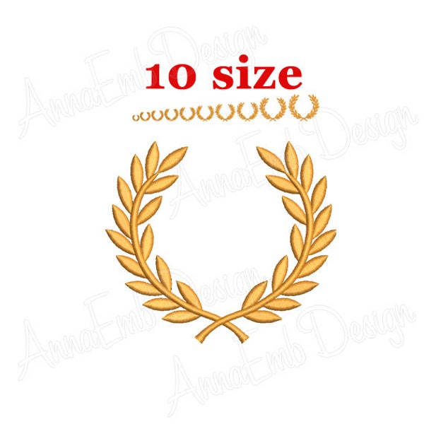 Laurel Wreath Embroidery Design. Laurel Wreath Silhouette Embroidery. Laurel Wreath Design. Mini Laurel Wreath. Machine embroidery design.