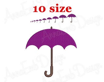 Umbrella Embroidery Design, Mini Silhouette (Instant Download)