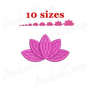Disegno per ricamo a fiore di loto. Disegno per ricamo a macchina. Mini loto. Silhouette di loto. Disegno per ricamo yoga. Loto con punto pieno.