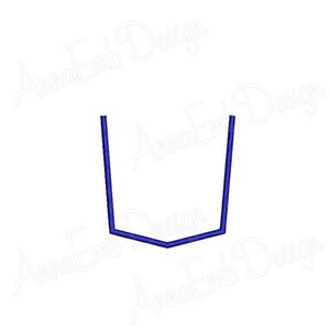 May include: A blue outline of a U-shaped letter, resembling a cup or a glass.