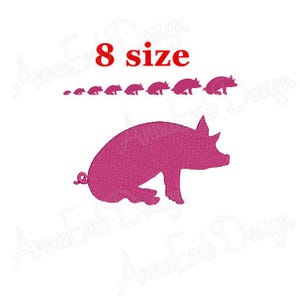 Schwein Stickdatei. Schwein-Silhouette. Schwein mini Stickdatei. Schwein Design. Bauernhof Stickerei. Bauerntiere. Stickdatei für die Stickmaschine.