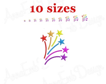 Colorful Fireworks Embroidery Design, Patriotic Fireworks (Instant Download)
