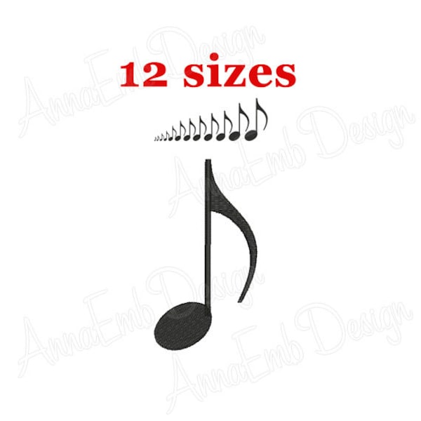 Music Note embroidery design. Machine embroidery design. Music Note Silhouette. Music Note mini. Music Note design. Eighth Note