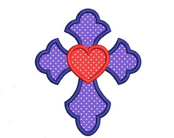 Cross Applique Embroidery Design. Cross Embroidery Design. Cross heart embroidery. Easter Cross embroidery. Cross design. Cross applique.