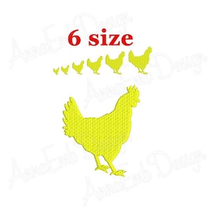 Motif de broderie poule. Silhouette de poule. Mini-broderie de poule. Motif de broderie poule. Motif poule. Motif de broderie machine. Broderie de la ferme