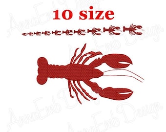 Lobster Embroidery design. Lobster Silhouette. Lobster mini Embroidery. Lobster design. Machine Embroidery Design. Crawfish designs.