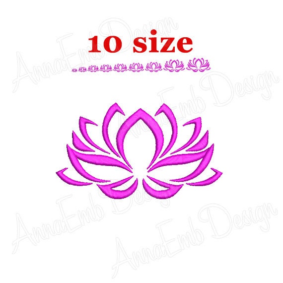 Kwiat Lotosu Projekt Haftu Projektowanie Haftów Maszynowych Mini Lotus Sylwetka Lotosu Projektowanie Haftów Jogi Wypełniony ścieg Lotus