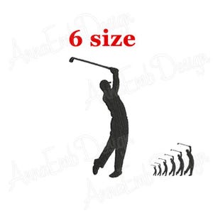 Diseño de bordado de golfista. Silueta de golfista. Diseño de minigolf. Diseños de bordado de minigolf. Diseño de bordado a máquina.