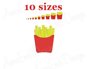 French Fries Machine Embroidery Design (Instant Download)