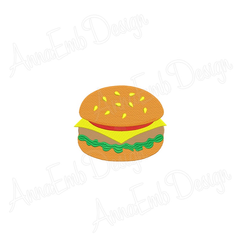 Burger Embroidery Design. Hamburger Embroidery Design. Etsy