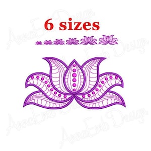 Lotus Flower embroidery design. Machine embroidery design. Mini Lotus. Lotus Silhouette. Yoga embroidery design. Filled stitch Lotus.