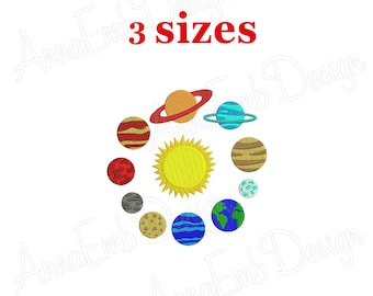 Planet embroidery design. Planet mini Embroidery. Planet Silhouette. Machine embroidery. Planet design. Solar system. Cosmos embroidery