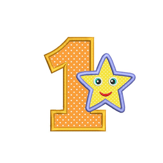 Star With Number 1 Applique Machine Embroidery Design Number Etsy