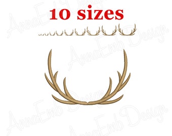 Antler Monogram Frame Embroidery Design. Antlers Embroidery Design. Deer Antler Embroidery Design. Mini Antlers. Horns Embroidery.