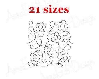 Ricamo a blocchi floreali per quilting. Quilting floreale da bordo a bordo (Download immediato)