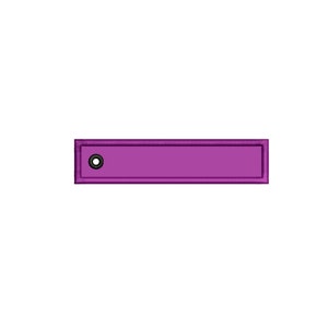 May include: A purple fabric key tag with a round hole in the center.
