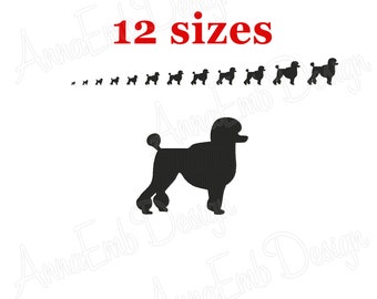 Poodle embroidery design. Machine embroidery design. Poodle Silhouette. Poodle Dog mini design. Puppy Embroidery.