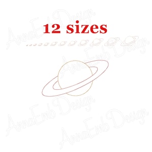 May include: A digital embroidery design of a planet with rings. The design is available in 12 sizes.