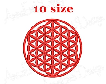 Flower of life Embroidery Design. Mandala Embroidery Design. Mandala Flower.  Sacred Geometry. Flower Symbol. Flower Embroidery Design