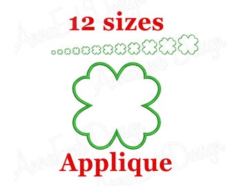 Ricamo a macchina con applicazione a forma di trifoglio. Disegno per ricamo a macchina con applicazione a forma di trifoglio di San Patrizio. Disegno per applicazione a forma di trifoglio.