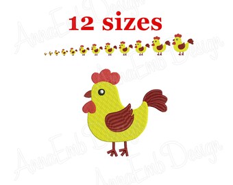 Disegno di ricamo di un gallo, silhouette di un gallo, ricamo di una gallina (download immediato)