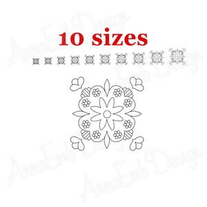 Flower Quilting embroidery design. Quilt block embroidery design.  Machine embroidery design . Flower Quilt block.