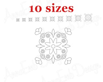 Flower Quilt Block Embroidery Design (Instant Download)