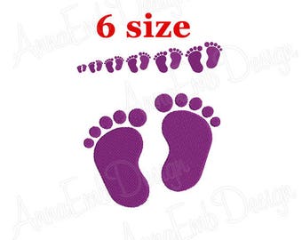 Baby Feet Embroidery Design. Machine Embroidery Design. Mini Baby Feet Embroidery Design. Newborn Baby Footprint. Filled Stitch Design.