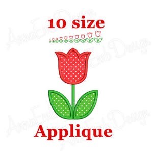 Design de bordado de aplique de tulipa. Design de bordado de aplique de flor. Bordado de tulipa. Design de bordado à máquina. Mini Tulipa.