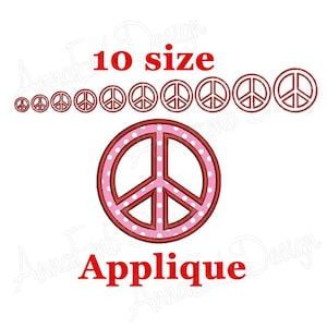 Peace Sign Applique embroidery design. Peace Sign embroidery design. Machine Embroidery designs. Mini Peace Applique embroidery design.