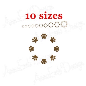 Paw Print Circle Embroidery Design. Paw Print Monogram Frame. Machine Embroidery Design. Paw Embroidery Design. Paw Mini.