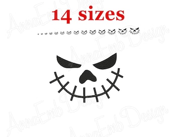 Broderidesign med Jack-O-Lantern-ansikte, Halloween (nedladdning direkt)