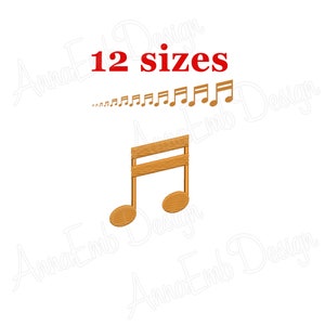 Diseño de bordado Music Note. Diseño de bordado de máquina. Music Note Silhouette. Nota musical mini. Diseño de Music Note. Octava nota