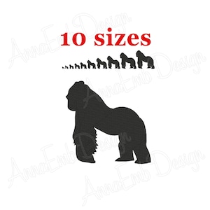 Gorilla Embroidery design. Gorilla Silhouette. Gorilla mini Embroidery. Machine Embroidery Design. Monkey Embroidery design. Filled stitch.