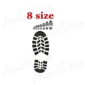 Motif de broderie d'empreintes de chaussures. Silhouette d'empreintes de chaussures. Mini empreintes de chaussures. Motif de broderie Boot Prints. Motif de broderie machine.