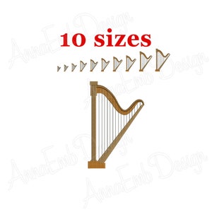 Harp Embroidery Design. Harp mini. Machine Embroidery Design. Celtic Harp. Harp Silhouette. Musical Instrument Embroidery Design.