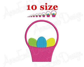 Easter Basket with Eggs Machine Embroidery Design (Instant Download)