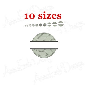 May include: A split monogram design featuring a volleyball with a black outline. The design is available in 10 sizes.
