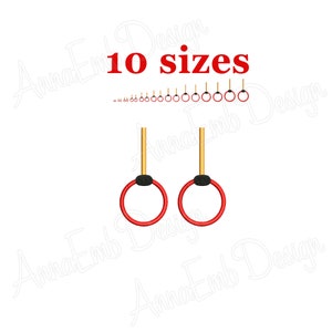 Artistic Gymnastics embroidery design. Gymnastics rings Machine Embroidery Design. Mini Gymnastics rings. Sport Embroidery Design.