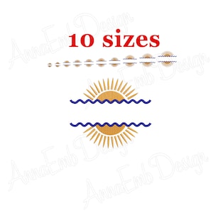 Split Sun Embroidery Design. Vague fendue. Sun Mini Broderie.  Broderie d’été. Machine Broderie Design. Mini Sun Design.