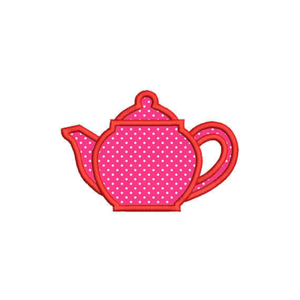 Teapot Applique Embroidery Design. Teapot Embroidery Design. Etsy