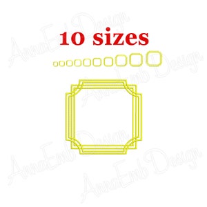 May include: A gold embroidery design of a square frame with 10 different sizes. The design is ideal for adding a decorative touch to your projects.