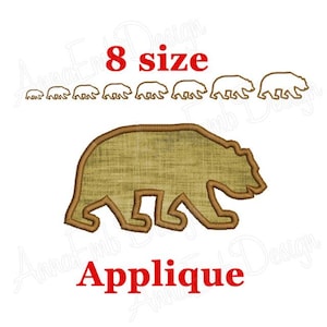 Motif de broderie appliqué ours. Motif de broderie silhouette ours. Conception d'ours. Mini-ours. Motif de broderie machine. Broderie animalière.